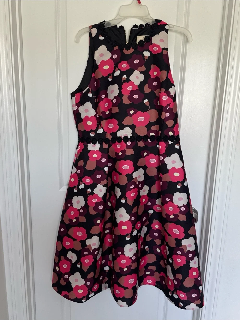 kate spade Black Midi Dress with Pink and White Floral Print - Picture 2 of 4